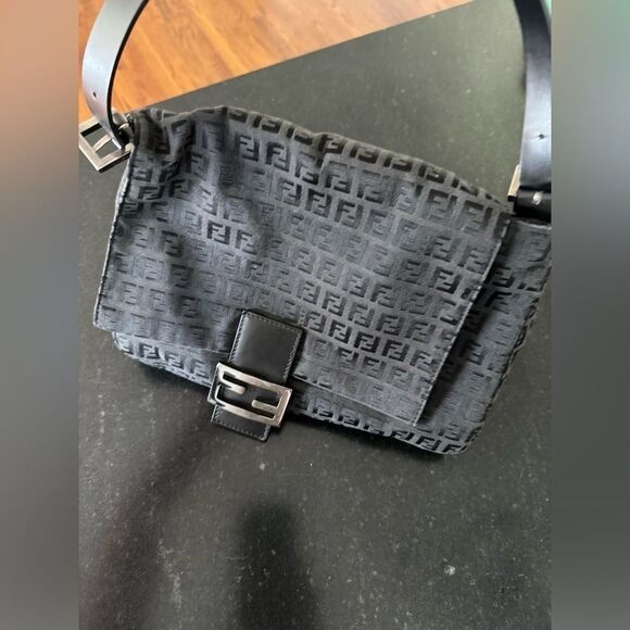 Fendi Vintage Rare Black Zucca-Print Canvas Mama Forever 1980-90 - Picture 12 of 15